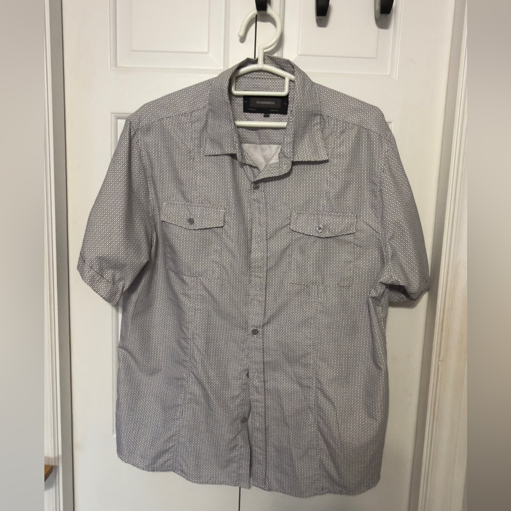 Hydrogen Men's Patterned Gray Button Down Shirt. XL. EUC.